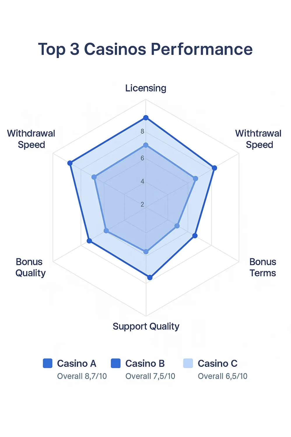 Radar chart comparing top casinos by key performance criteria